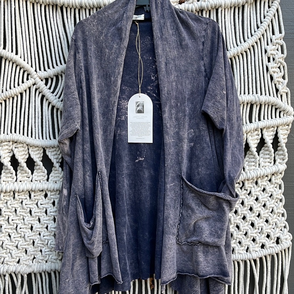 NWT Krista Larson Cotton Jersey Angular Cardigan